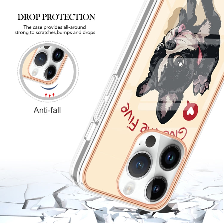 For iPhone 16 Pro Electroplating Marble Dual-side IMD Phone Case(Lucky Dog) - iPhone 16 Pro Cases by buy2fix | Online Shopping UK | buy2fix