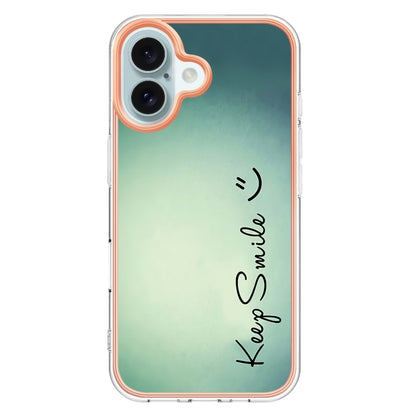 For iPhone 16 Electroplating Marble Dual-side IMD Phone Case(Smile) - iPhone 16 Cases by buy2fix | Online Shopping UK | buy2fix