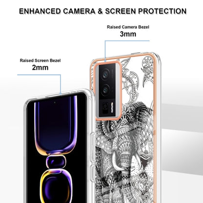 For Xiaomi Poco F5 Pro 5G / Redmi K60 Electroplating Marble Dual-side IMD Phone Case(Totem Elephant) - Xiaomi Cases by buy2fix | Online Shopping UK | buy2fix