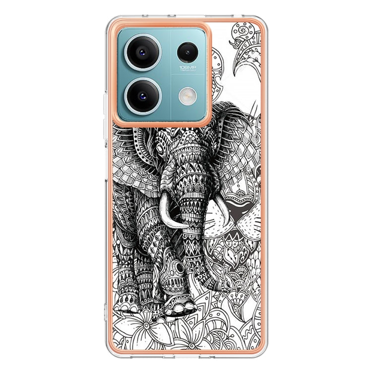 For Xiaomi Redmi Note 13 5G Electroplating Marble Dual-side IMD Phone Case(Totem Elephant) - Note 13 Cases by buy2fix | Online Shopping UK | buy2fix