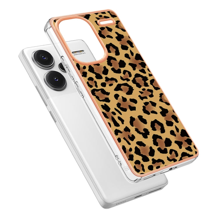 For Xiaomi Redmi Note 13 Pro+ 5G Electroplating Marble Dual-side IMD Phone Case(Leopard Print) - Note 13 Pro+ Cases by buy2fix | Online Shopping UK | buy2fix
