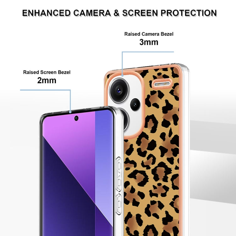 For Xiaomi Redmi Note 13 Pro+ 5G Electroplating Marble Dual-side IMD Phone Case(Leopard Print) - Note 13 Pro+ Cases by buy2fix | Online Shopping UK | buy2fix