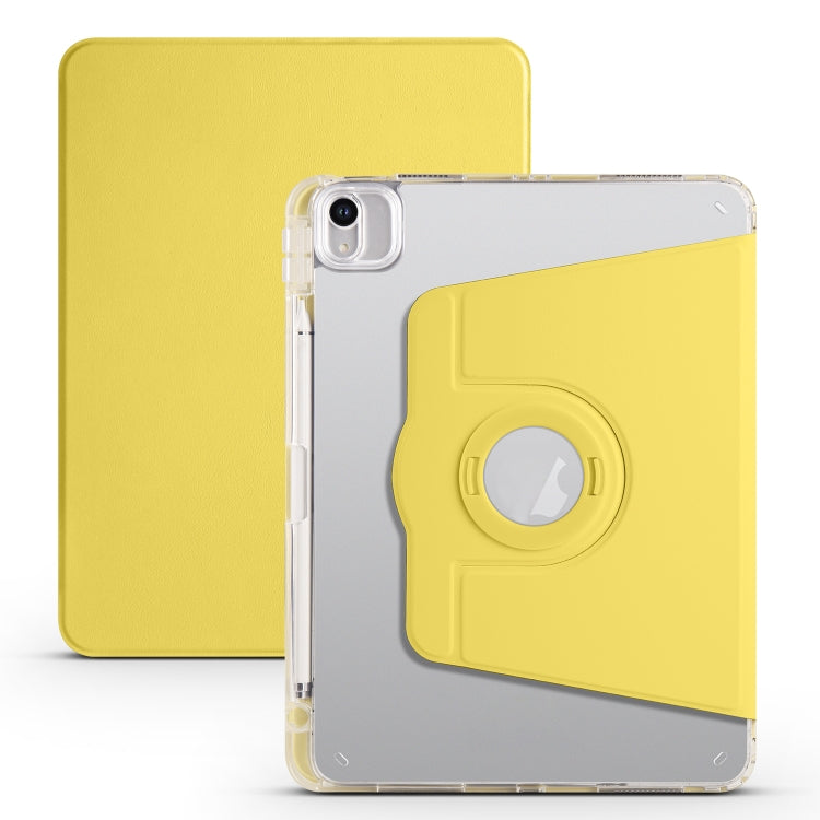 For iPad Air 11 2024 Clear Acrylic 360 Rotation Detachable Leather Tablet Case(Yellow) - iPad Air 11 2024 Cases by buy2fix | Online Shopping UK | buy2fix