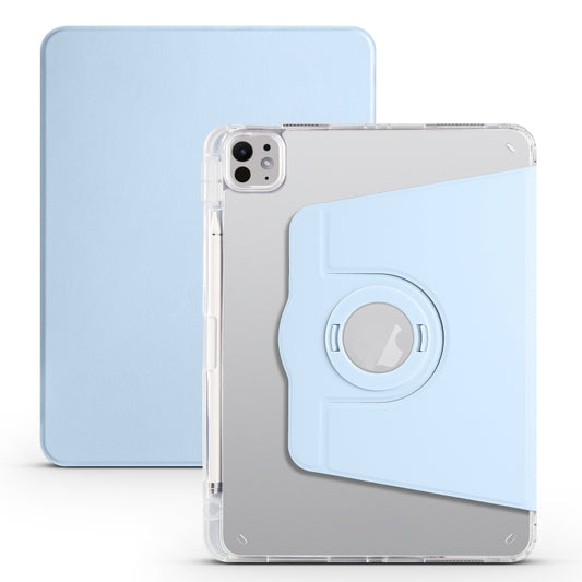 For iPad Pro 11 2024 Clear Acrylic 360 Rotation Detachable Leather Tablet Case(Ice Blue) - iPad Pro 11 2024 Cases by buy2fix | Online Shopping UK | buy2fix