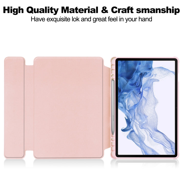 For Samsung Galaxy Tab S9 360 Rotation Transparent Smart Leather Case(Pink) - Galaxy Tab S9 Cases by buy2fix | Online Shopping UK | buy2fix