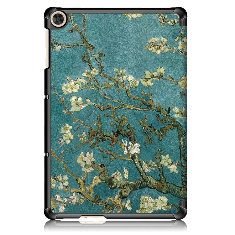 For Honor Pad 7 10.1inch/X8/X8 Lite Custer Painted Painted 3-folding Holder Tablet PC Leather Case(Apricot Blossom) - Honor by buy2fix | Online Shopping UK | buy2fix