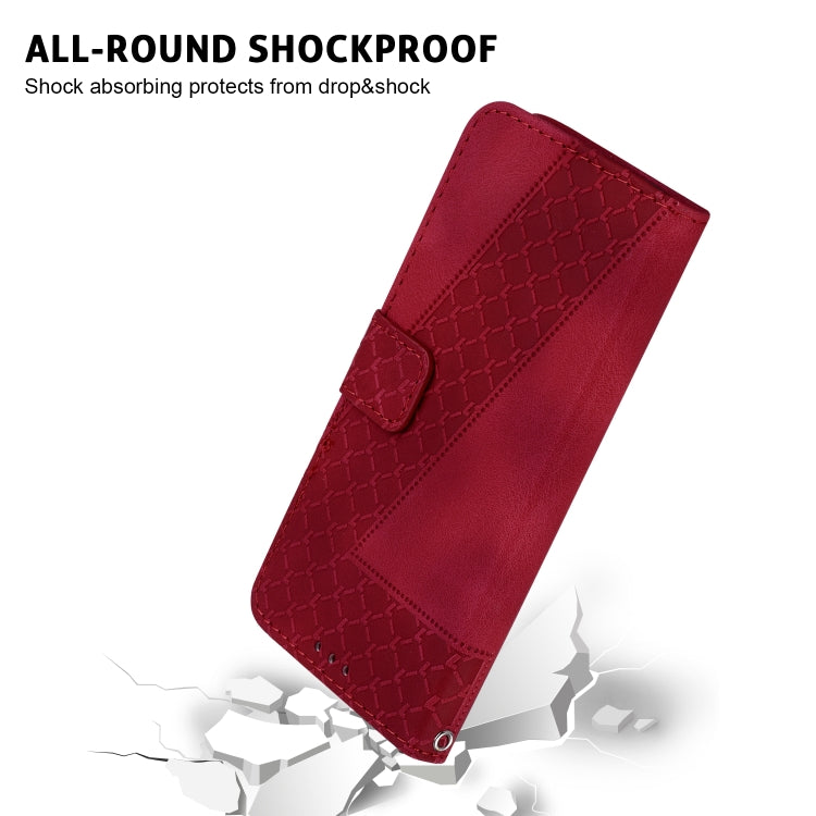 For Samsung Galaxy Note20 7-shaped Embossed Leather Phone Case(Red) - Galaxy Note20 Cases by buy2fix | Online Shopping UK | buy2fix