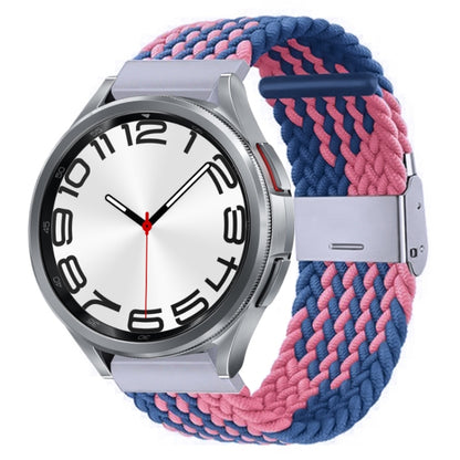 For Samsung Galaxy Watch 6 / 6 Classic Nylon Braided Metal Buckle Watch Band(Z Blue Pink) - Watch Bands by buy2fix | Online Shopping UK | buy2fix