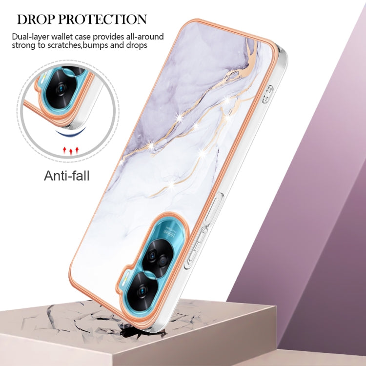 For Honor 90 Lite 5G Electroplating Marble Dual-side IMD Phone Case(White 006) - Honor Cases by buy2fix | Online Shopping UK | buy2fix
