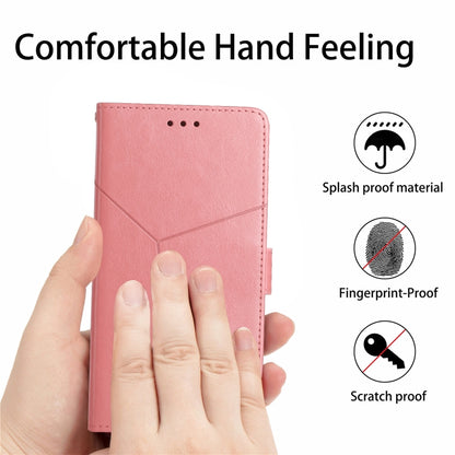 For Motorola Edge 5G 2024 HT01 Y-shaped Pattern Flip Leather Phone Case(Pink) - Motorola Cases by buy2fix | Online Shopping UK | buy2fix