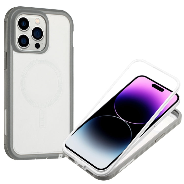 For iPhone 15 Plus Defender Series XT MagSafe Magnetic PC + TPU Shockproof Phone Case(White+Grey) - iPhone 15 Plus Cases by buy2fix | Online Shopping UK | buy2fix