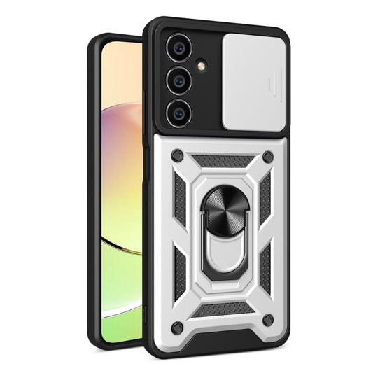 For Samsung Galaxy M54 5G Sliding Camera Cover Design TPU+PC Phone Case(Silver) - Galaxy Phone Cases by buy2fix | Online Shopping UK | buy2fix