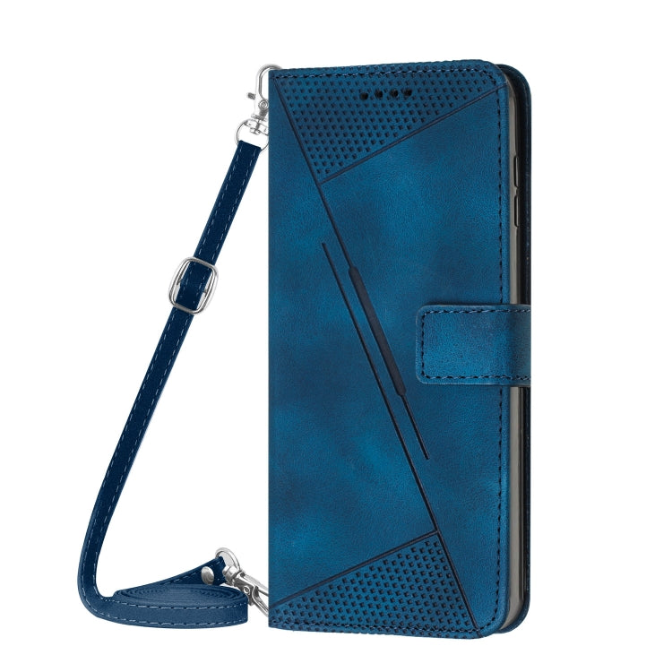 For Motorola Moto G Play 5G 2024/Moto G 5G 2024 Dream Triangle Leather Phone Case with Lanyard(Blue) - Motorola Cases by buy2fix | Online Shopping UK | buy2fix