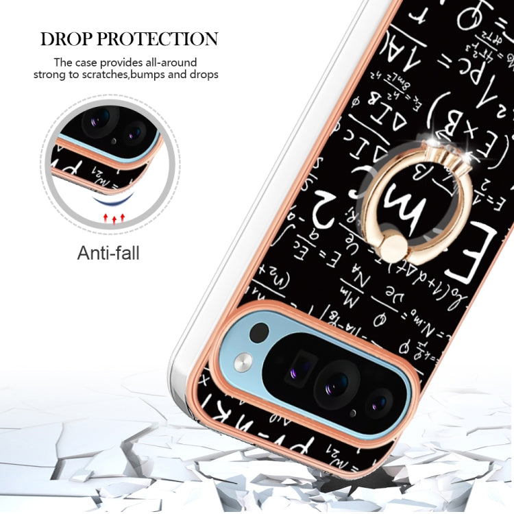 For Google Pixel 9 / 9 Pro Electroplating Dual-side IMD Phone Case with Ring Holder(Equation) - Google Cases by buy2fix | Online Shopping UK | buy2fix