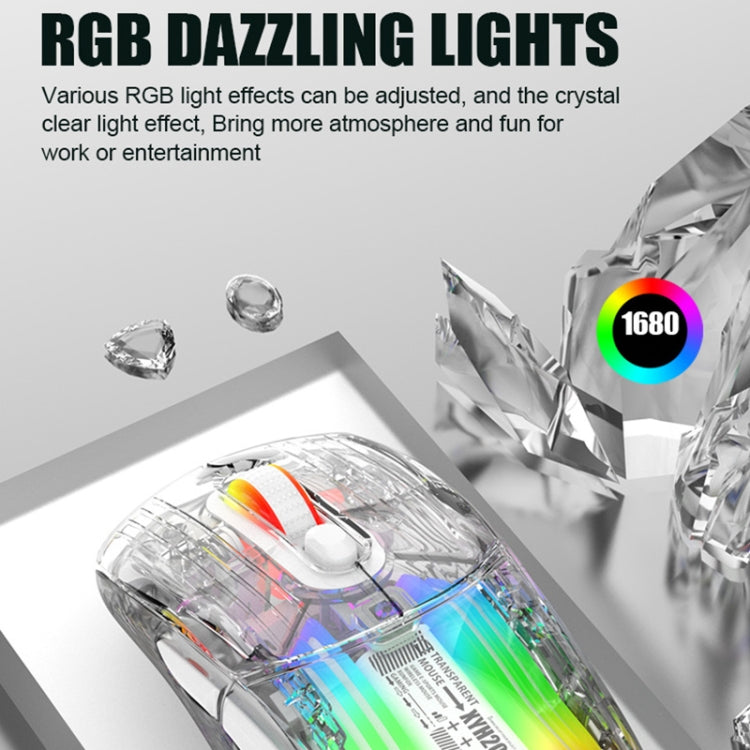 XUNFOX XYH20RGB 2.4G + BT + Wired Transparent 2400DPI RGB Light Gaming Mouse(Black) - Wireless Mice by buy2fix | Online Shopping UK | buy2fix