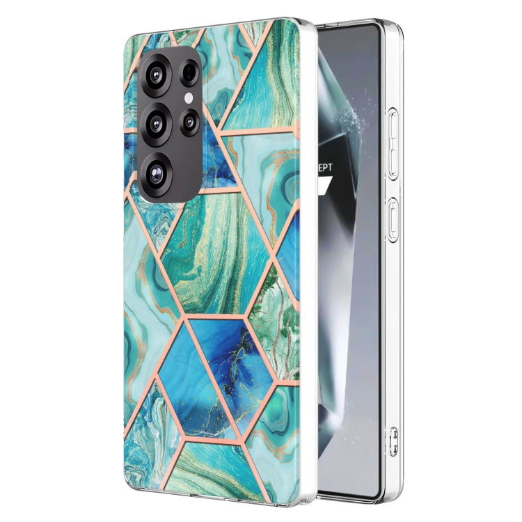 For Samsung Galaxy S25 Ultra 5G Electroplating Splicing Marble TPU Phone Case(Green) - Galaxy S25 Ultra 5G Cases by buy2fix | Online Shopping UK | buy2fix