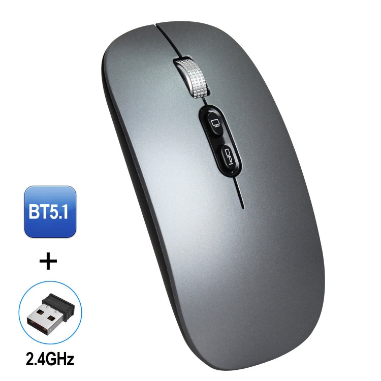 HXSJ M103 1600DPI Dual Mode 2.4GHz + Bluetooth 5.1 Wireless Rechargeable Mouse(Grey) - Wireless Mice by HXSJ | Online Shopping UK | buy2fix