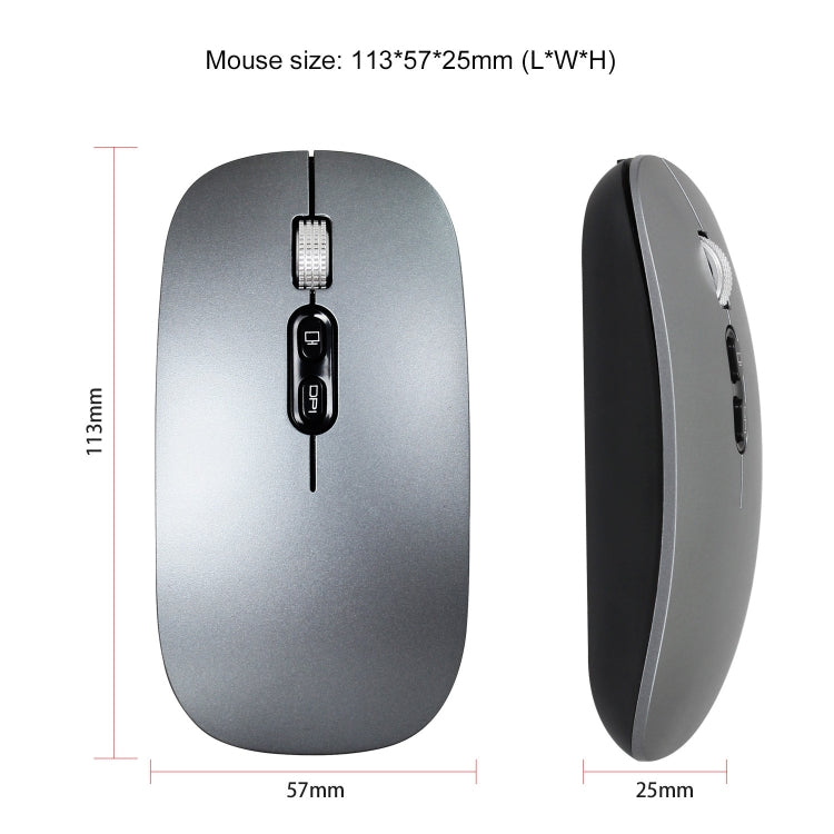 HXSJ M103 1600DPI Dual Mode 2.4GHz + Bluetooth 5.1 Wireless Rechargeable Mouse(Grey) - Wireless Mice by HXSJ | Online Shopping UK | buy2fix