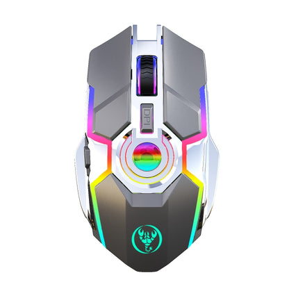 HXSJ T30 2400DPI RGB 2.4GHz Wireless Mouse(Metallic Grey) - Wireless Mice by HXSJ | Online Shopping UK | buy2fix