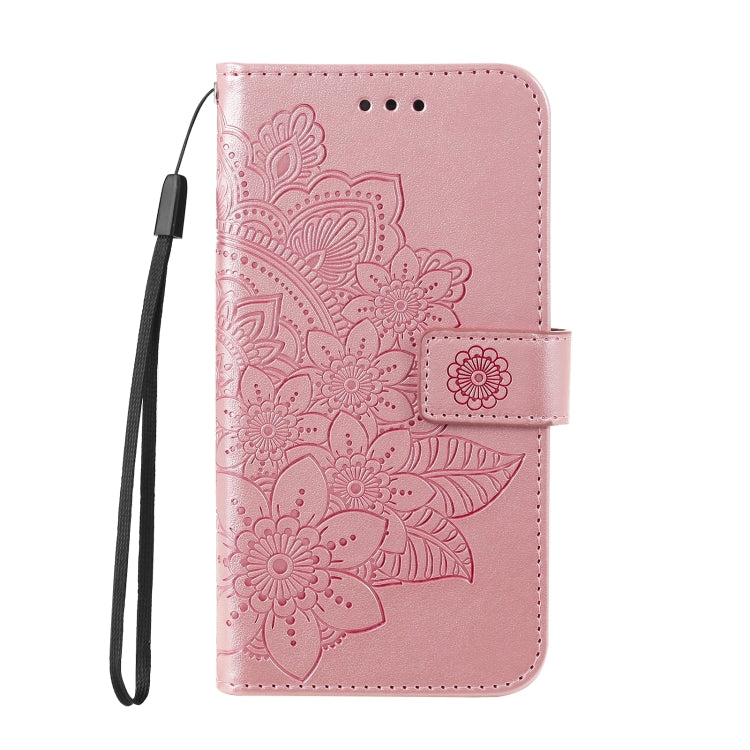 For OnePlus 12 Seven-petal Flowers Embossing Leather Phone Case(Rose Gold) - OnePlus Cases by buy2fix | Online Shopping UK | buy2fix