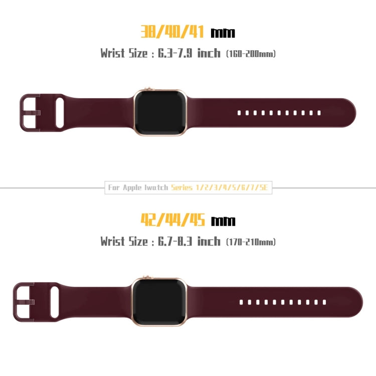 For Apple Watch Series 7 45mm Pin Buckle Silicone Watch Band(Wine Red) - Watch Bands by buy2fix | Online Shopping UK | buy2fix