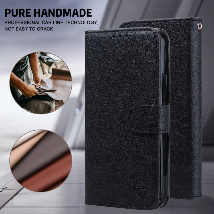 For iPhone 16 Pro Max Skin Feeling Oil Leather Texture PU + TPU Phone Case(Black) - iPhone 16 Pro Max Cases by buy2fix | Online Shopping UK | buy2fix