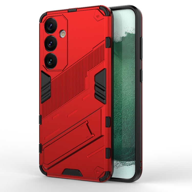For Samsung Galaxy S24+ 5G Punk Armor 2 in 1 PC + TPU Shockproof Phone Case with Invisible Holder(Red) - Galaxy S24+ 5G Cases by buy2fix | Online Shopping UK | buy2fix