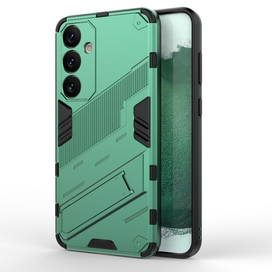 For Samsung Galaxy S24+ 5G Punk Armor 2 in 1 PC + TPU Shockproof Phone Case with Invisible Holder(Green) - Galaxy S24+ 5G Cases by buy2fix | Online Shopping UK | buy2fix