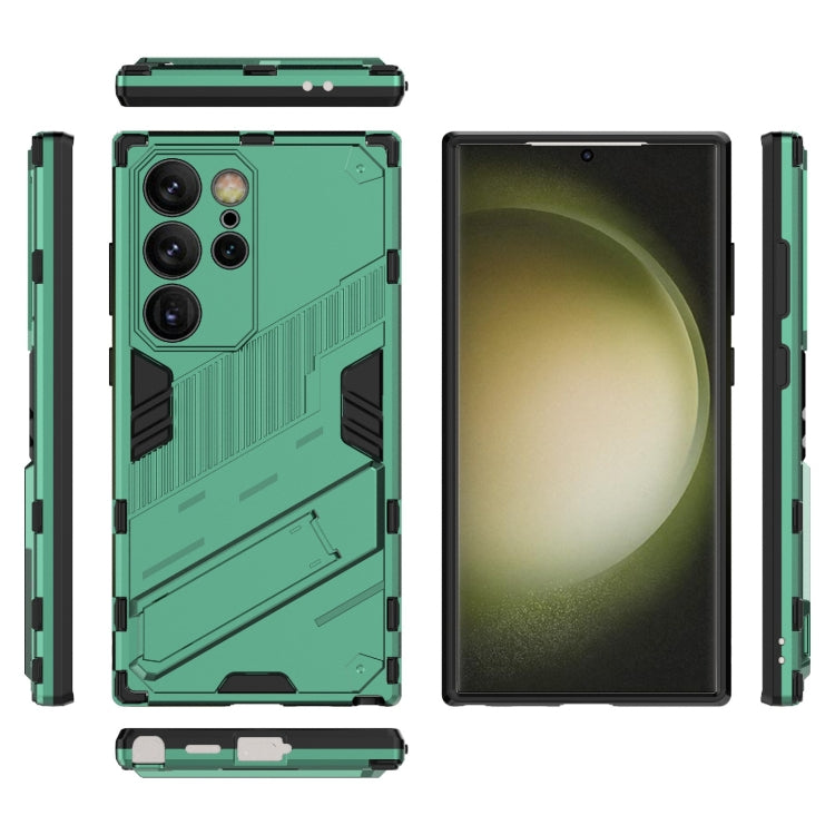 For Samsung Galaxy S24 Ultra 5G Punk Armor 2 in 1 PC + TPU Shockproof Phone Case with Invisible Holder(Green) - Galaxy S24 Ultra 5G Cases by buy2fix | Online Shopping UK | buy2fix
