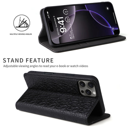 For iPhone 16 Pro Fierre Shann Crocodile Texture Magnetic Genuine Leather Phone Case(Black) - iPhone 16 Pro Cases by FIERRE SHANN | Online Shopping UK | buy2fix