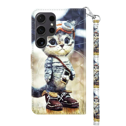 For Samsung Galaxy S24 Ultra 5G 3D Painted Leather Phone Case(Naughty Cat) - Galaxy S24 Ultra 5G Cases by buy2fix | Online Shopping UK | buy2fix