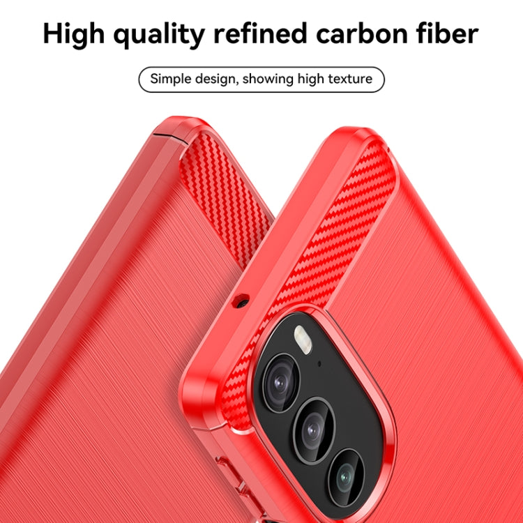 For Motorola Edge 30 Pro Brushed Texture Carbon Fiber TPU Phone Case(Red) - Motorola Cases by buy2fix | Online Shopping UK | buy2fix