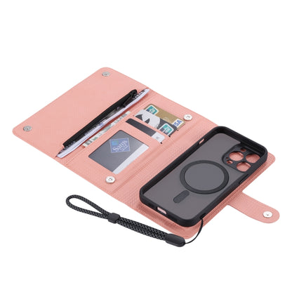 For iPhone 14 Pro ViLi GHB Series MagSafe Magnetic Zipper Leather Phone Case(Pink) - iPhone 14 Pro Cases by ViLi | Online Shopping UK | buy2fix