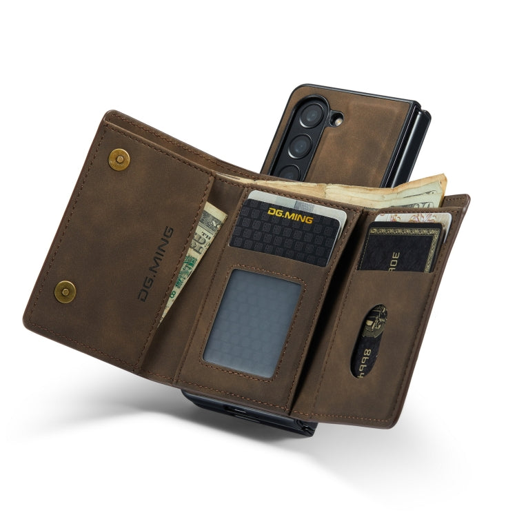 For Samsung Galaxy Z Fold5 DG.MING M1 Series 3-Fold Multi Card Wallet + Magnetic Phone Case(Coffee) - Galaxy Z Fold5 Cases by DG.MING | Online Shopping UK | buy2fix