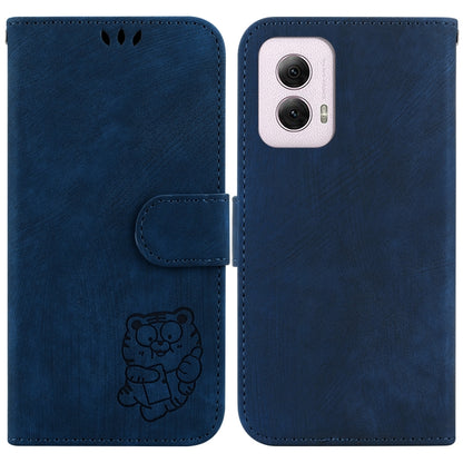 For Motorola Moto G Power 5G 2024 Little Tiger Embossed Leather Phone Case(Dark Blue) - Motorola Cases by buy2fix | Online Shopping UK | buy2fix