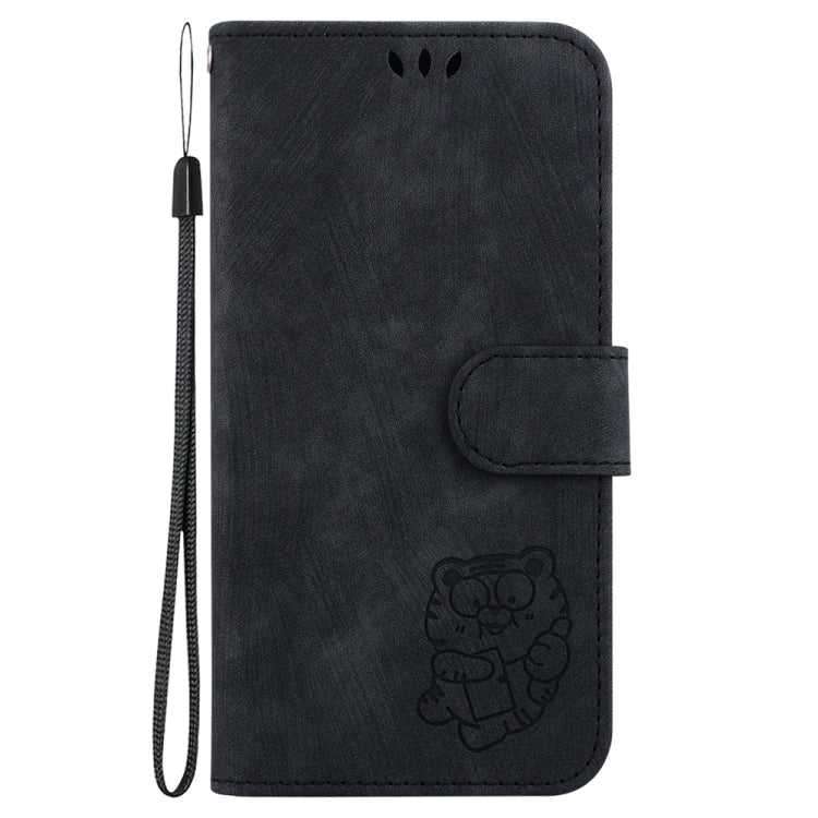 For Motorola Edge 2024 Little Tiger Embossed Leather Phone Case(Black) - Motorola Cases by buy2fix | Online Shopping UK | buy2fix