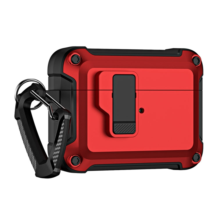 For AirPods Pro 2 TPU + PC Wireless Bluetooth Earphone Protective Case with Switch Lock & Hook(Red) - For AirPods Pro 2 by buy2fix | Online Shopping UK | buy2fix