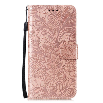 For iPhone 16 Pro Lace Flower Embossing Flip Leather Phone Case(Rose Gold) - iPhone 16 Pro Cases by buy2fix | Online Shopping UK | buy2fix