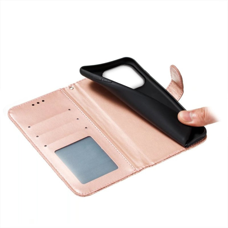 For iPhone 16 Pro Lace Flower Embossing Flip Leather Phone Case(Rose Gold) - iPhone 16 Pro Cases by buy2fix | Online Shopping UK | buy2fix