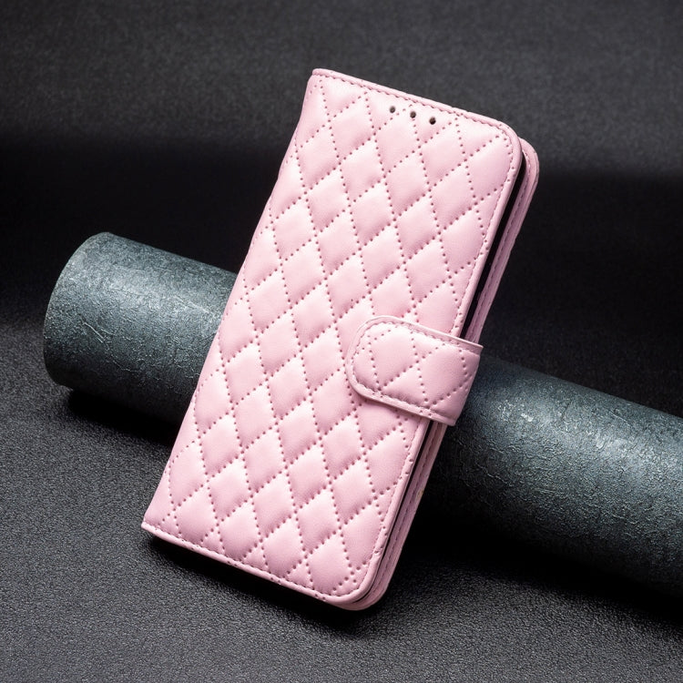For Motorola Edge 40 Neo Diamond Lattice Wallet Flip Leather Phone Case(Pink) - Motorola Cases by buy2fix | Online Shopping UK | buy2fix
