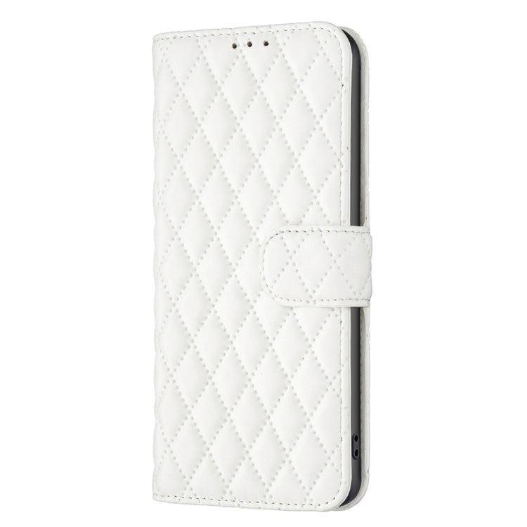 For Motorola Moto G Play 2024 Diamond Lattice Wallet Flip Leather Phone Case(White) - Motorola Cases by buy2fix | Online Shopping UK | buy2fix