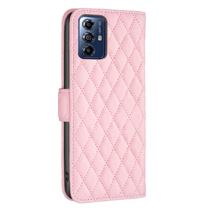 For Motorola Moto G Play 2024 Diamond Lattice Wallet Flip Leather Phone Case(Pink) - Motorola Cases by buy2fix | Online Shopping UK | buy2fix