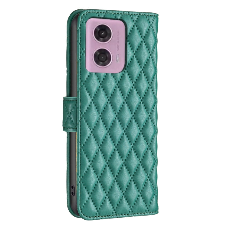 For Motorola Moto G34 5G Diamond Lattice Wallet Flip Leather Phone Case(Green) - Motorola Cases by buy2fix | Online Shopping UK | buy2fix