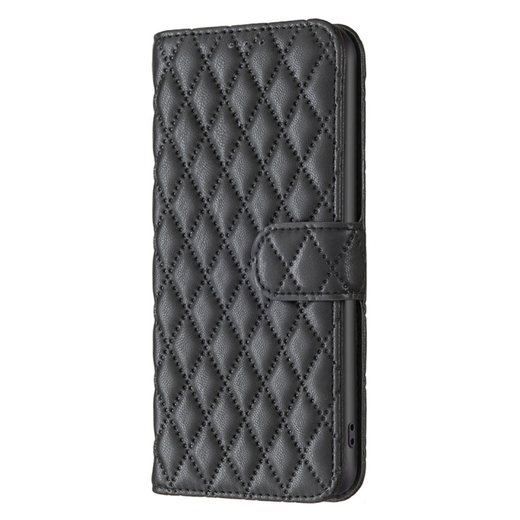 For Motorola Edge 50 Pro 5G Diamond Lattice Wallet Flip Leather Phone Case(Black) - Motorola Cases by buy2fix | Online Shopping UK | buy2fix