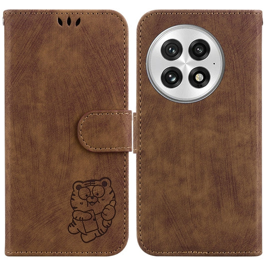 For OnePlus 13 Little Tiger Embossed Leather Phone Case(Brown) - OnePlus Cases by buy2fix | Online Shopping UK | buy2fix