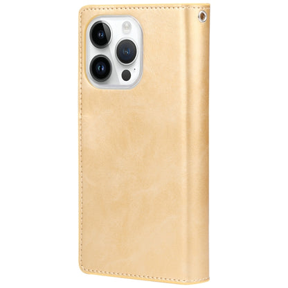 For iPhone 15 Pro Max GOOSPERY MANSOOR DIARY 9 Card Slots Leather Phone Case(Gold) - iPhone 15 Pro Max Cases by GOOSPERY | Online Shopping UK | buy2fix