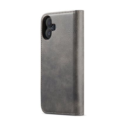 For iPhone 16 DG.MING Crazy Horse Texture Detachable Magnetic Leather Phone Case(Grey) - iPhone 16 Cases by DG.MING | Online Shopping UK | buy2fix