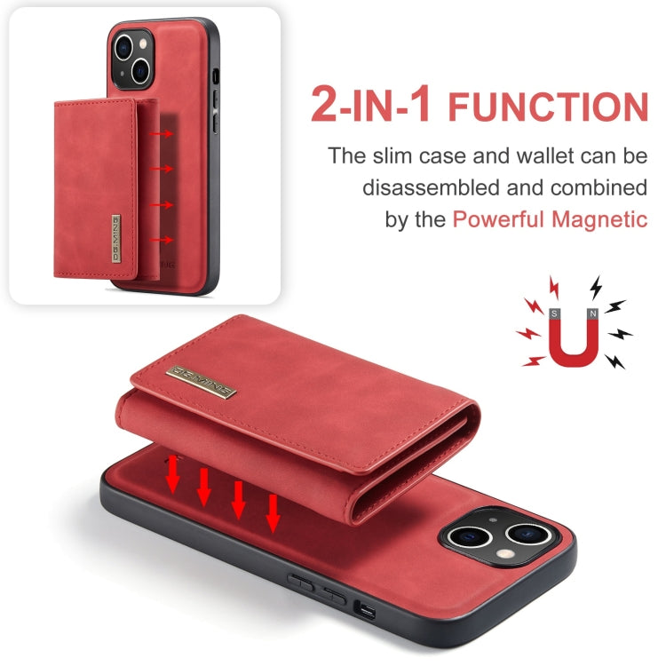 For iPhone 15 DG.MING M1 Series 3-Fold Multi Card Wallet Leather Phone Case(Red) - iPhone 15 Cases by DG.MING | Online Shopping UK | buy2fix