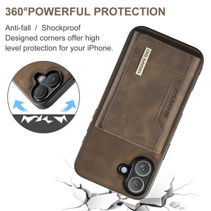 For iPhone 16 Plus DG.MING M2 Series 3-Fold Card Bag Wallet Leather Phone Case(Coffee) - iPhone 16 Plus Cases by DG.MING | Online Shopping UK | buy2fix