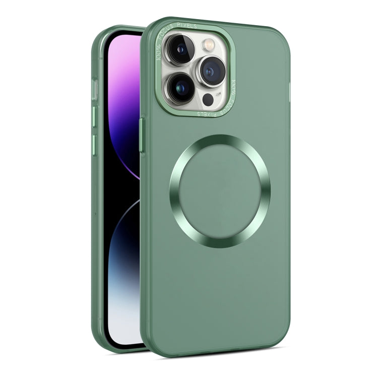 For iPhone 14 Pro CD Texture MagSafe Frosted Translucent Phone Case(Green) - iPhone 14 Pro Cases by buy2fix | Online Shopping UK | buy2fix